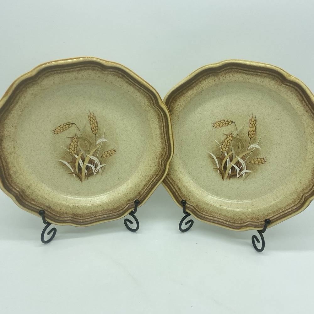 MIKASA Whole Wheat Granola 8" Salad/Dessert Plates (SET OF 2) USED "EUC"‎